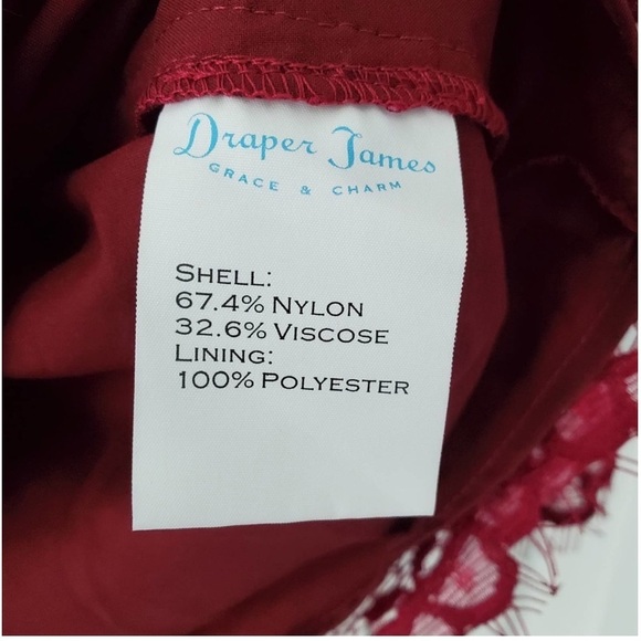 DRAPER JAMES Lace V-Neck Bell Sleeve Blouse in Deep Berry Size 8 - Picture 10 of 11